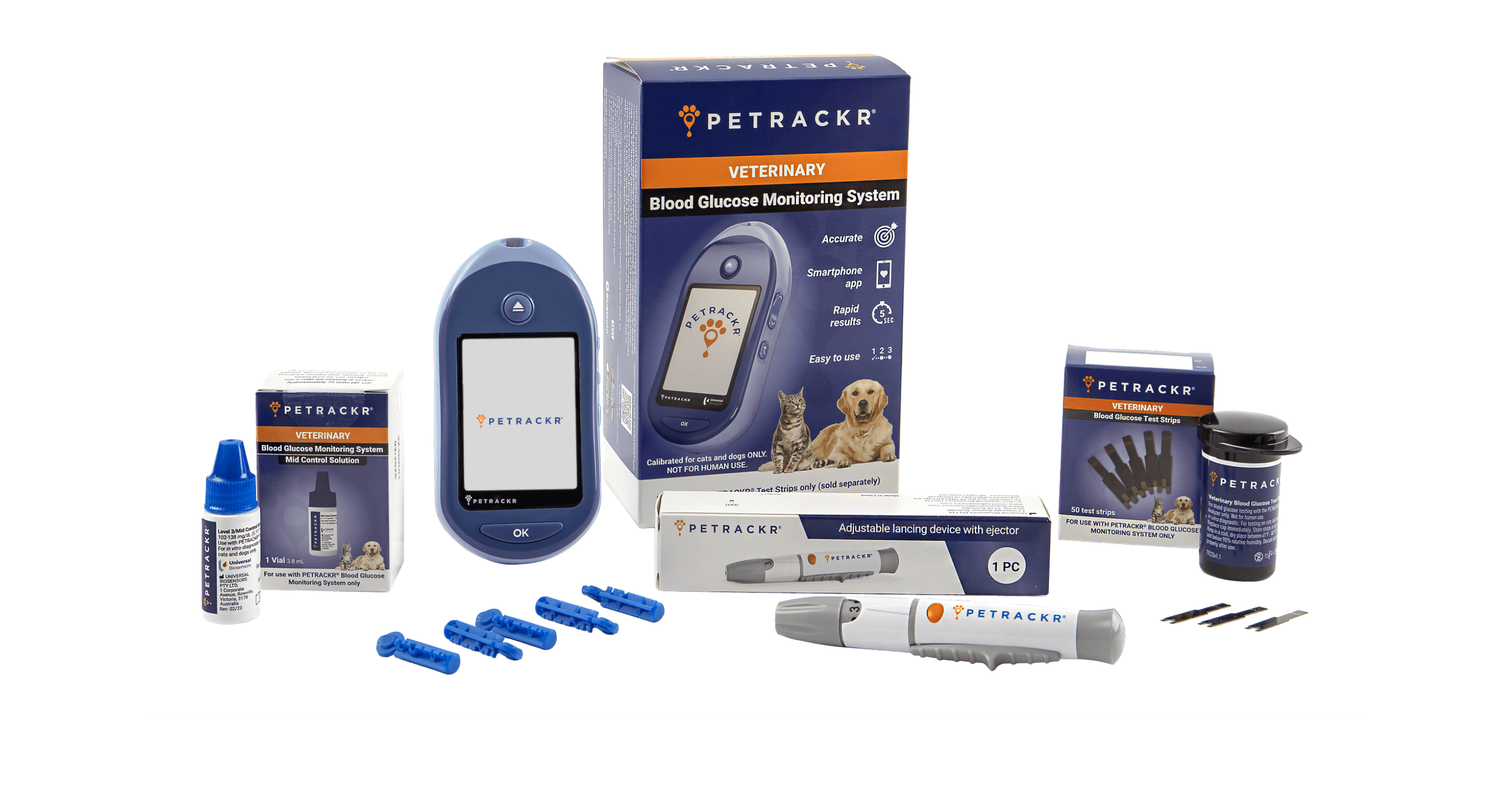 Petrackr blood glucose monitoring products and test supplies