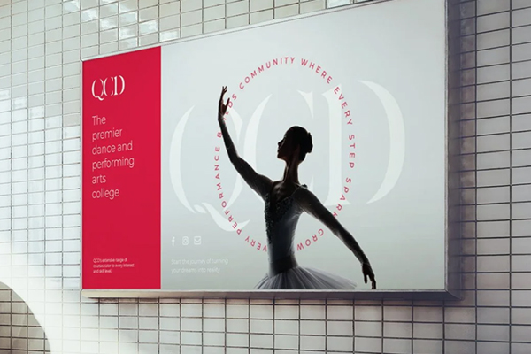 Queensland College of Dance campaign billboard featuring a dancer